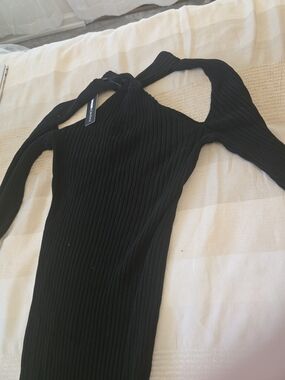Fashion Nova Black Ribbed Maxi Dress